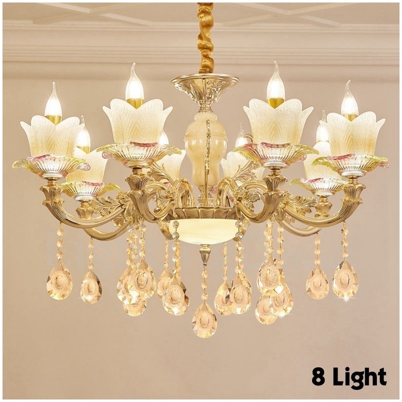 8 Light Traditional Classic Integrated Metal Chandelier