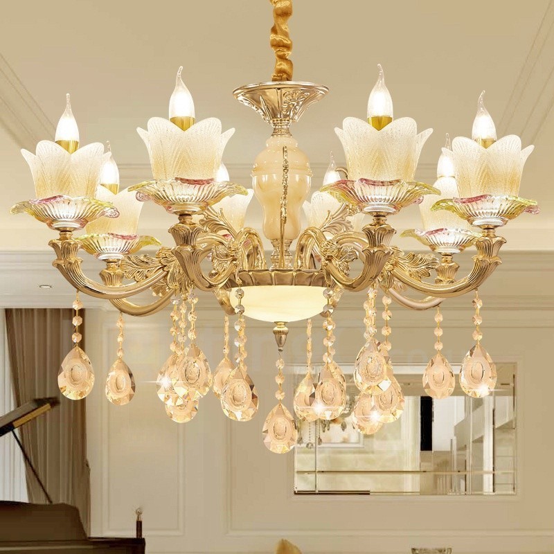 8 Light Traditional Classic Integrated Metal Chandelier