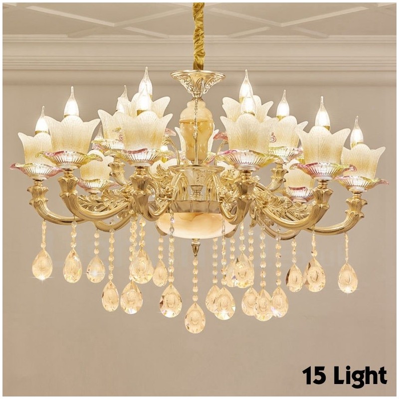 15 Light Traditional Classic Integrated Metal Chandelier