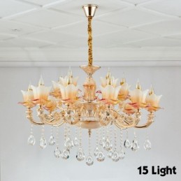 15 Light Traditional Classic Integrated Metal Chandelier