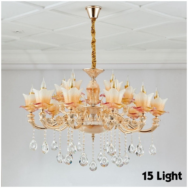 15 Light Traditional Classic Integrated Metal Chandelier