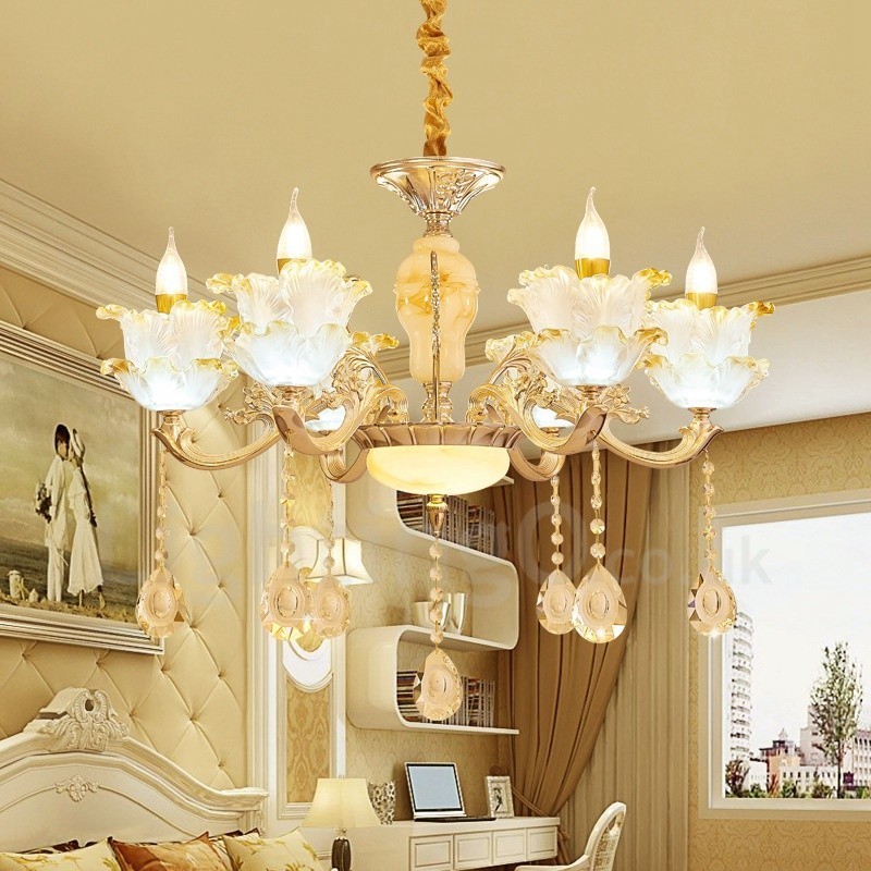 6 Light Traditional Classic Integrated Metal Chandelier