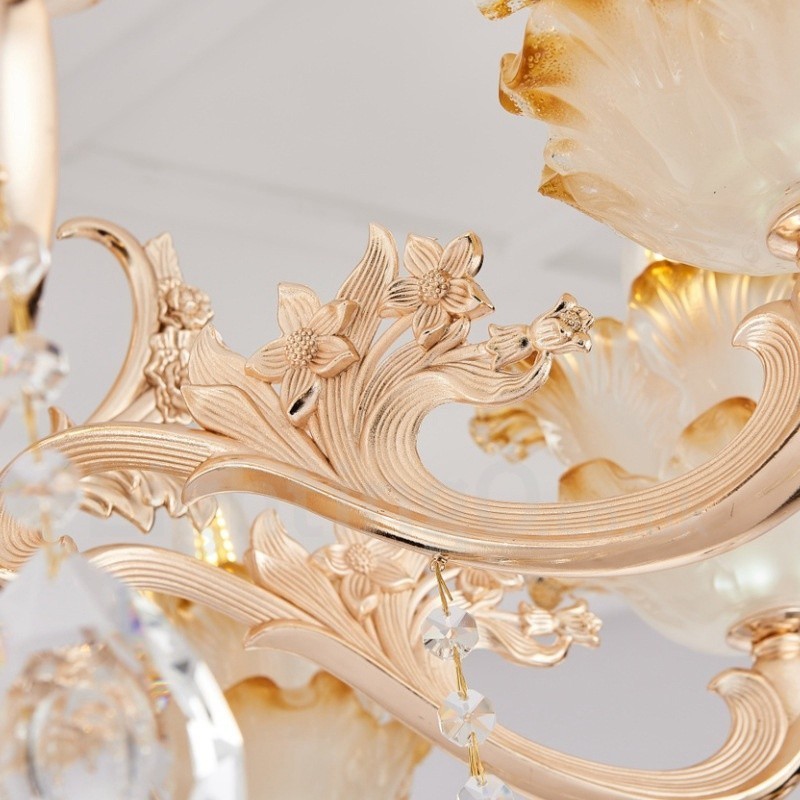 6 Light Traditional Classic Integrated Metal Chandelier