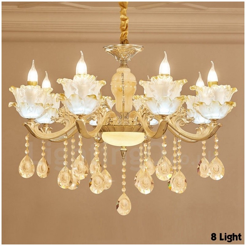 8 Light Traditional Classic Integrated Metal Chandelier