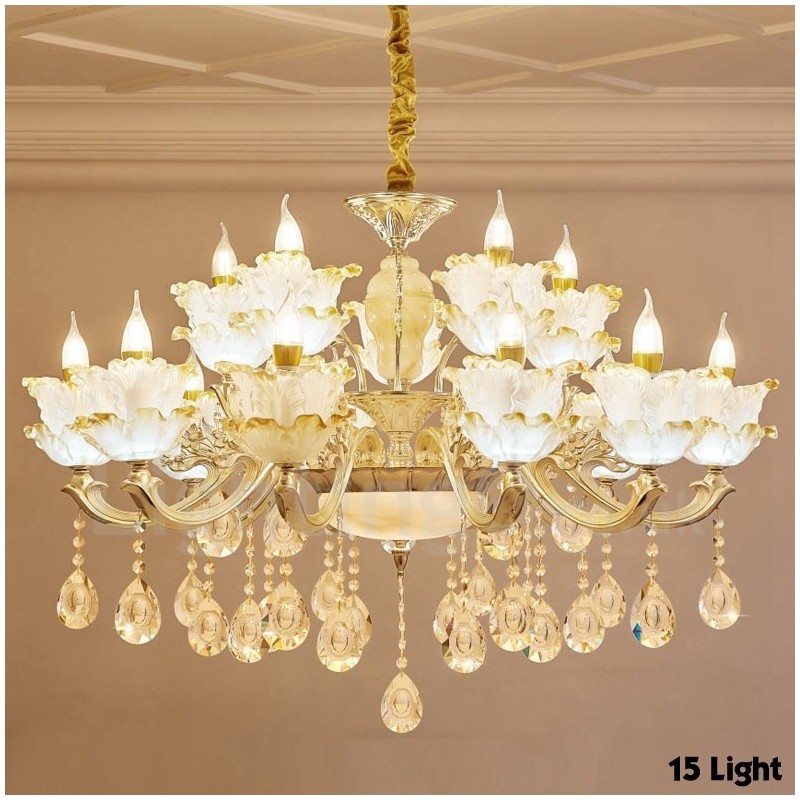 15 Light Traditional Classic Integrated Metal Chandelier