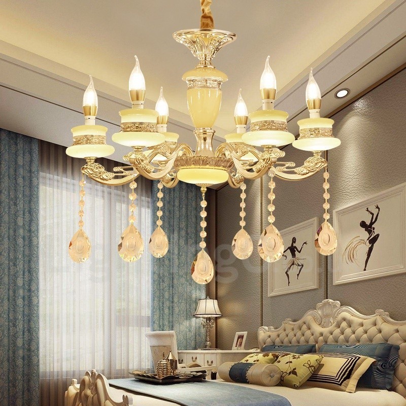 6 Light Traditional Classic Integrated Metal Luxury Chandelier