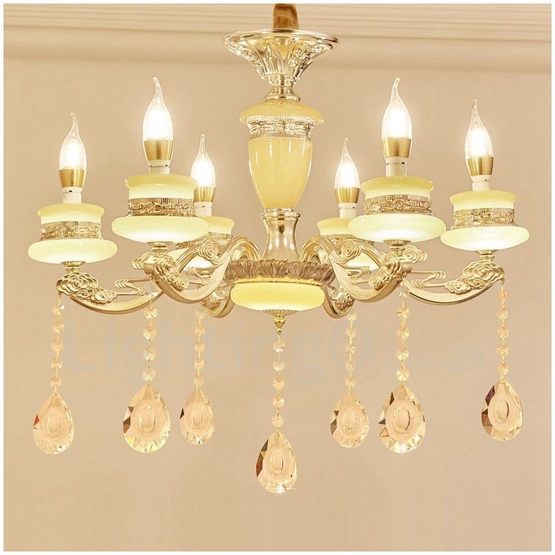 6 Light Traditional Classic Integrated Metal Luxury Chandelier