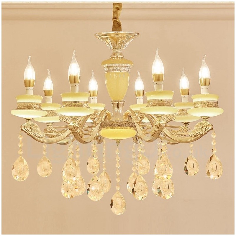 8 Light Traditional Classic Integrated Metal Chandelier