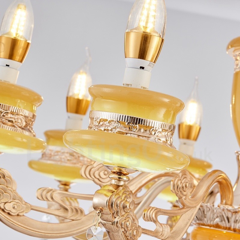 8 Light Traditional Classic Integrated Metal Chandelier