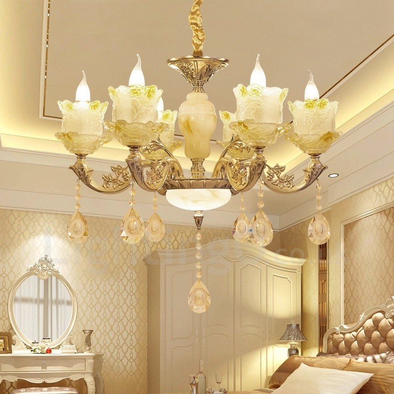 6 Light Traditional Classic Integrated Metal Chandelier