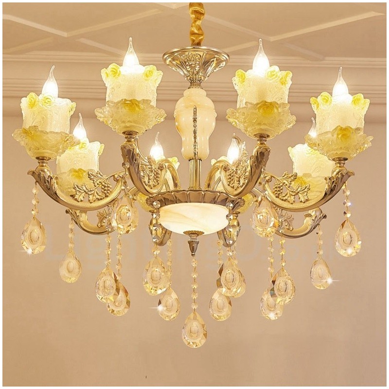 8 Light Traditional Classic Integrated Metal Chandelier
