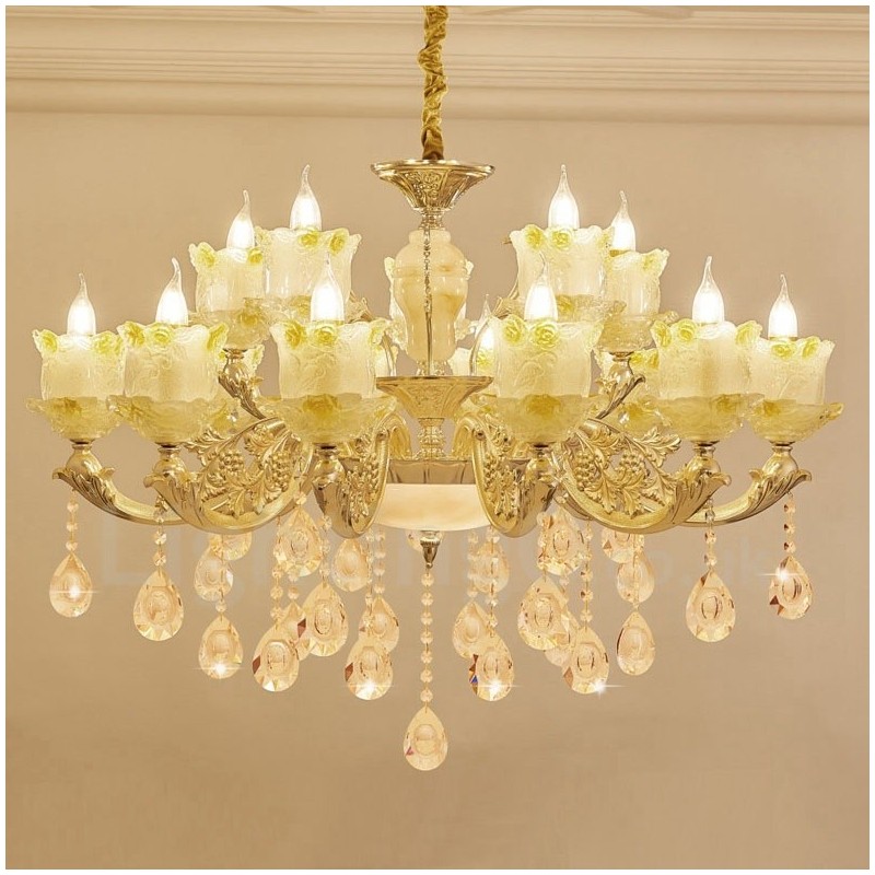 15 Light Traditional Classic Integrated Metal Chandelier