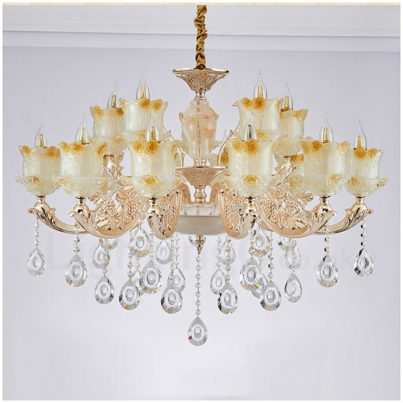 15 Light Traditional Classic Integrated Metal Chandelier