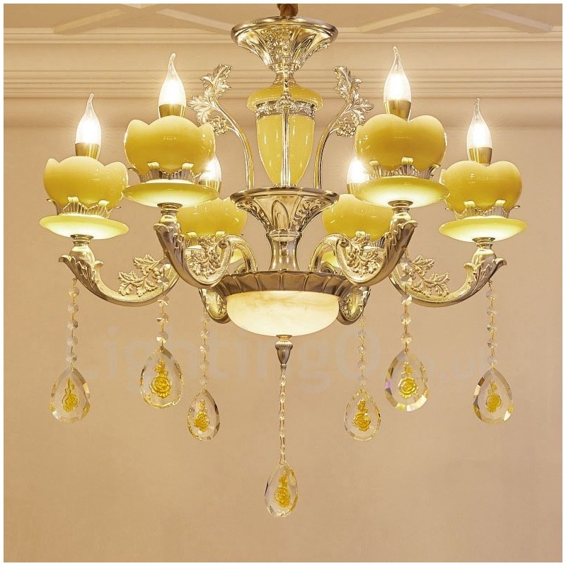 6 Light Traditional Classic Integrated Metal Chandelier