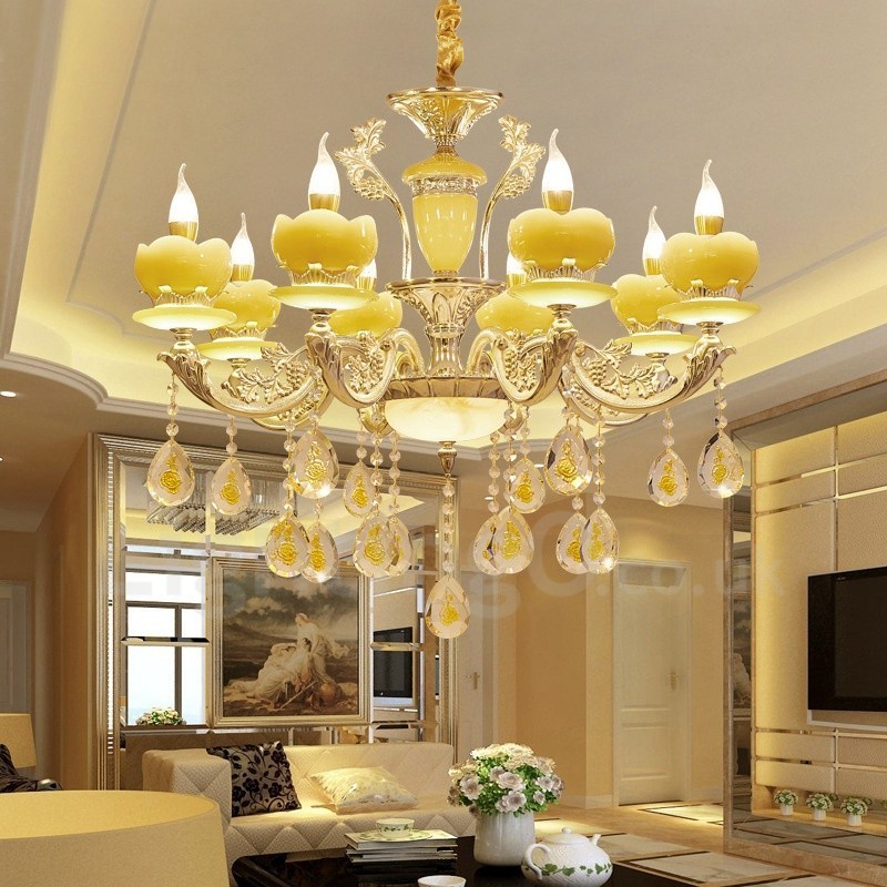 8 Light Traditional Classic Integrated Metal Chandelier
