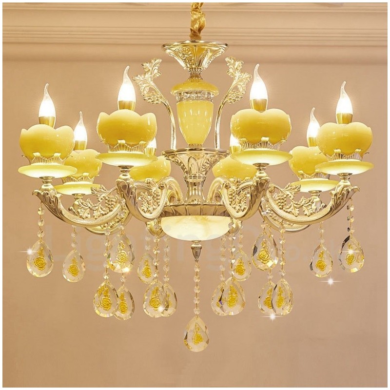 8 Light Traditional Classic Integrated Metal Chandelier