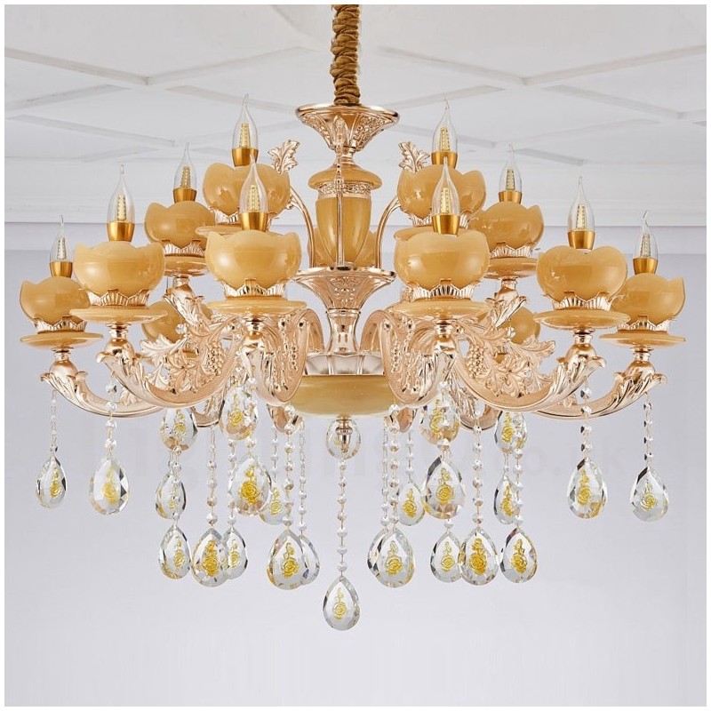 15 Light Traditional Classic Integrated Metal Chandelier