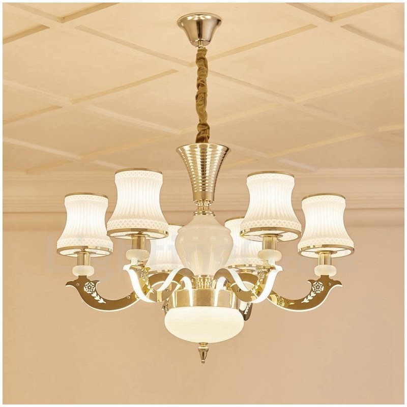 6 Light Traditional Classic Integrated Metal Luxury Candle Chandelier