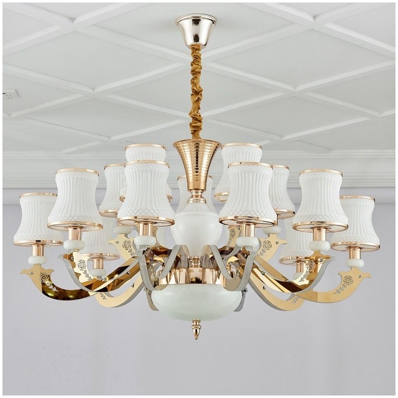 15 Light Traditional Classic Integrated Metal Chandelier
