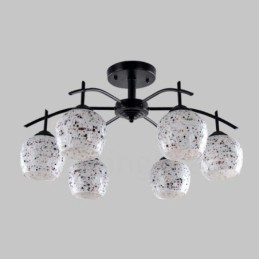 6 Light Mediterranean Style Integrated Chandelier with Glass Shade