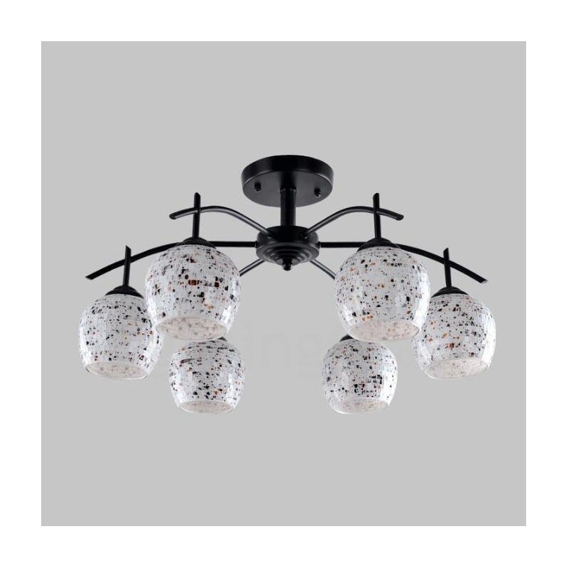6 Light Mediterranean Style Integrated Chandelier with Glass Shade