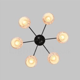 6 Light Mediterranean Style Integrated Chandelier with Glass Shade