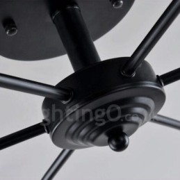 6 Light Mediterranean Style Integrated Chandelier with Glass Shade