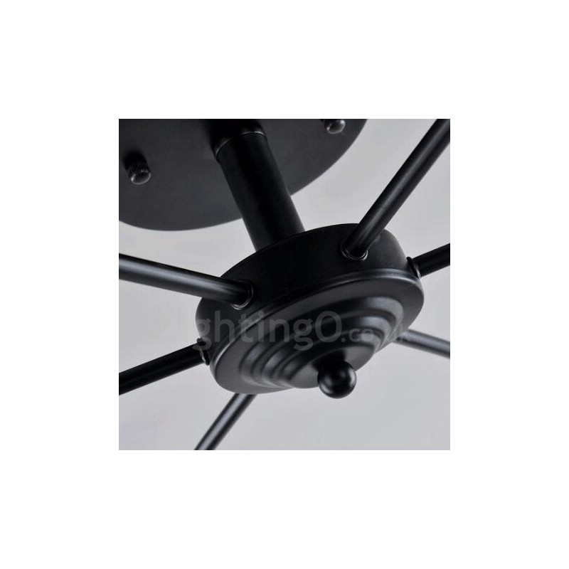 6 Light Mediterranean Style Integrated Chandelier with Glass Shade