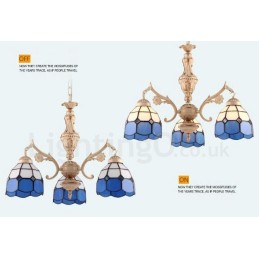 3 Light Mediterranean Style Integrated Metal Chandelier with Glass Shade