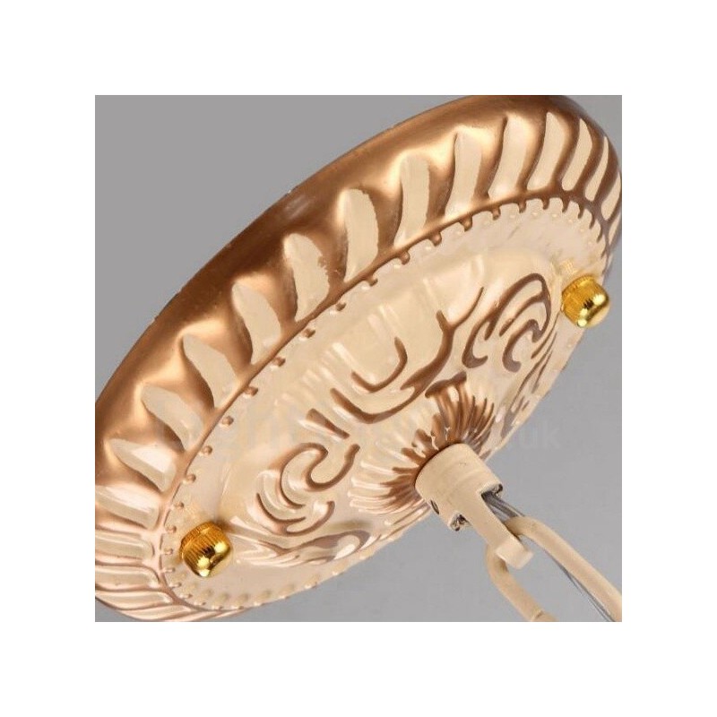 3 Light Mediterranean Style Integrated Metal Chandelier with Glass Shade