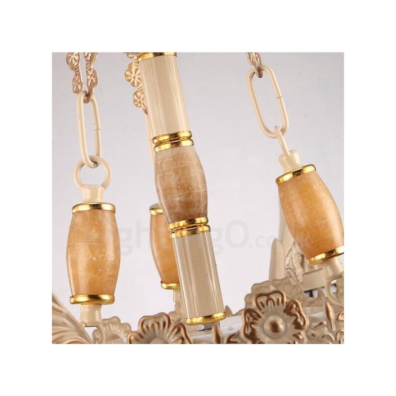 3 Light Mediterranean Style Integrated Metal Chandelier with Glass Shade