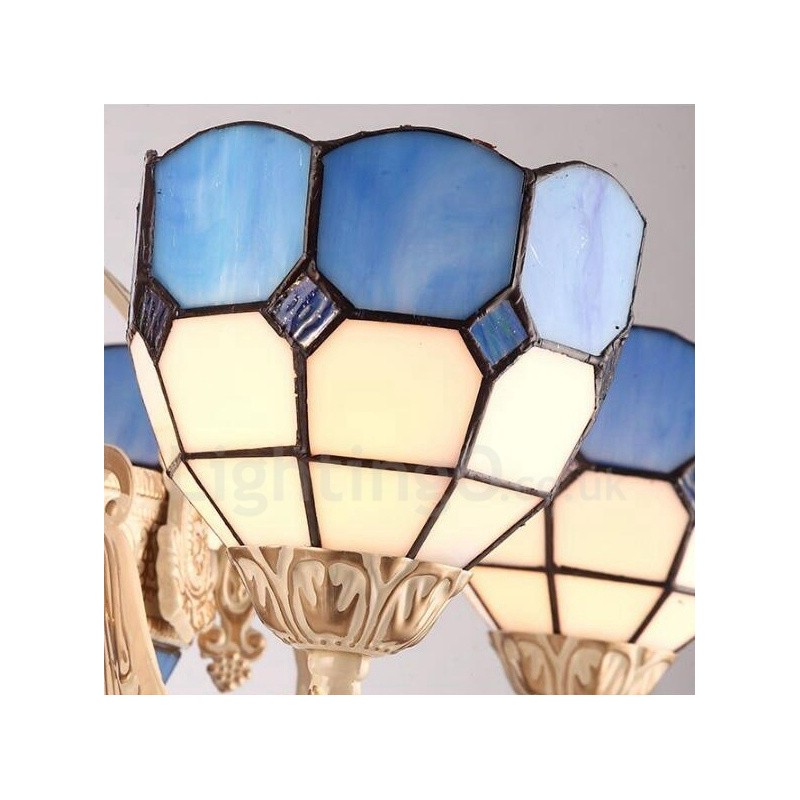 11 Light Mediterranean Style Integrated Metal Chandelier with Glass Shade