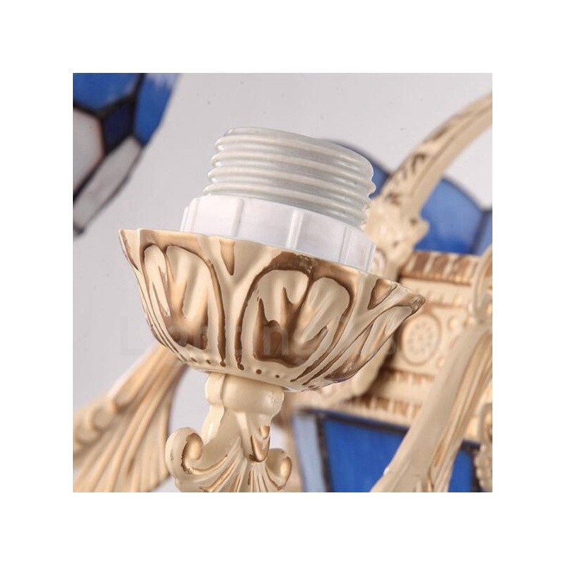 11 Light Mediterranean Style Integrated Metal Chandelier with Glass Shade