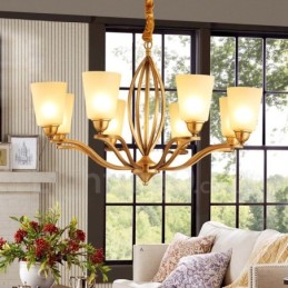 8 Light Rustic Lodge Integrated Metal Chandelier