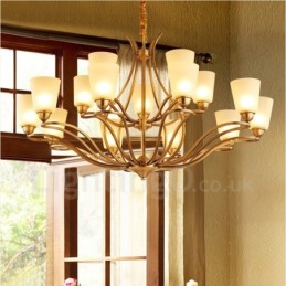 15 Light Rustic Lodge Integrated Metal Chandelier