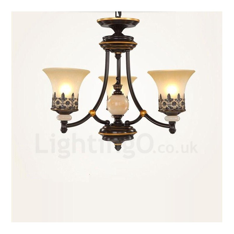 3 Light Traditional Classic Integrated Metal Chandelier