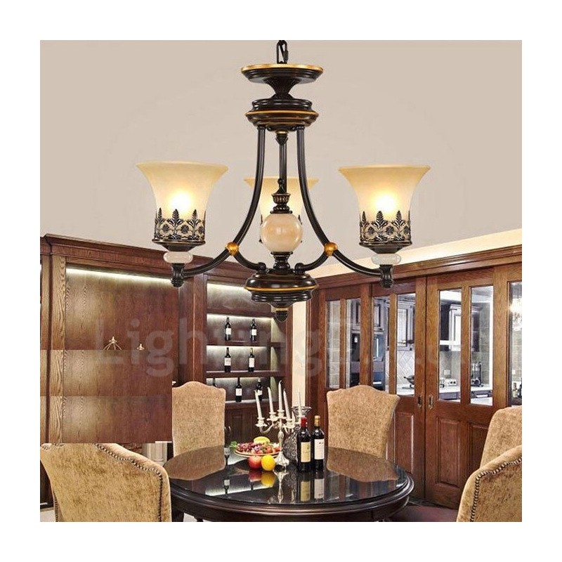 3 Light Traditional Classic Integrated Metal Chandelier