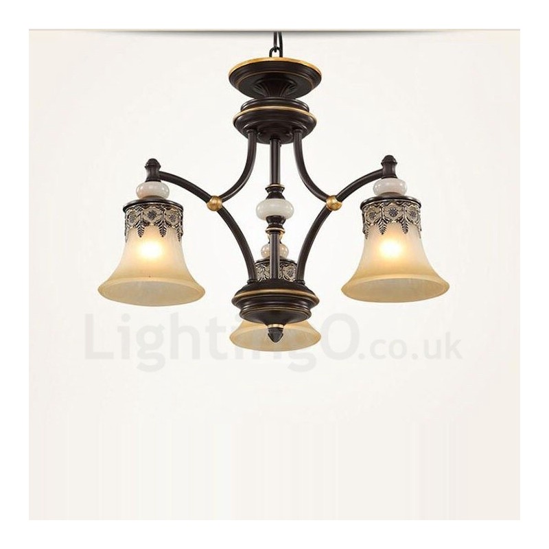 3 Light Traditional Classic Integrated Metal Chandelier