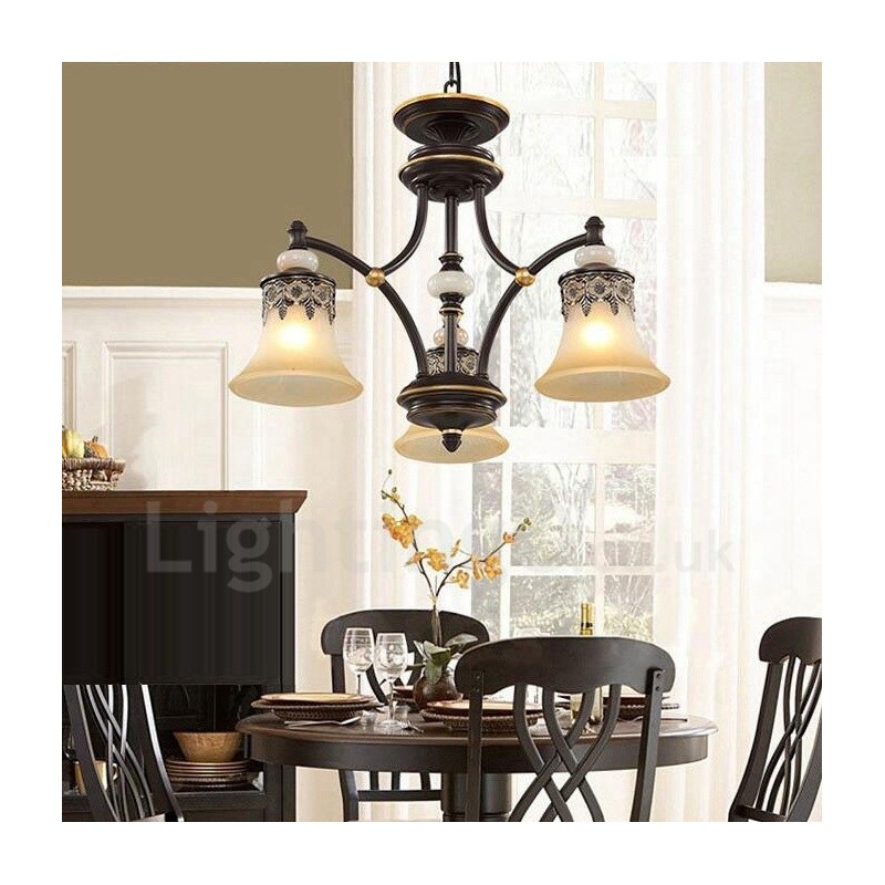3 Light Traditional Classic Integrated Metal Chandelier