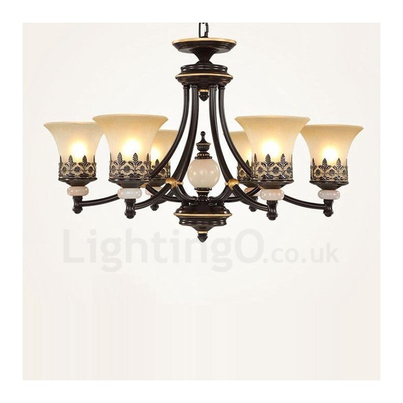 6 Light Traditional Classic Integrated Metal Chandelier