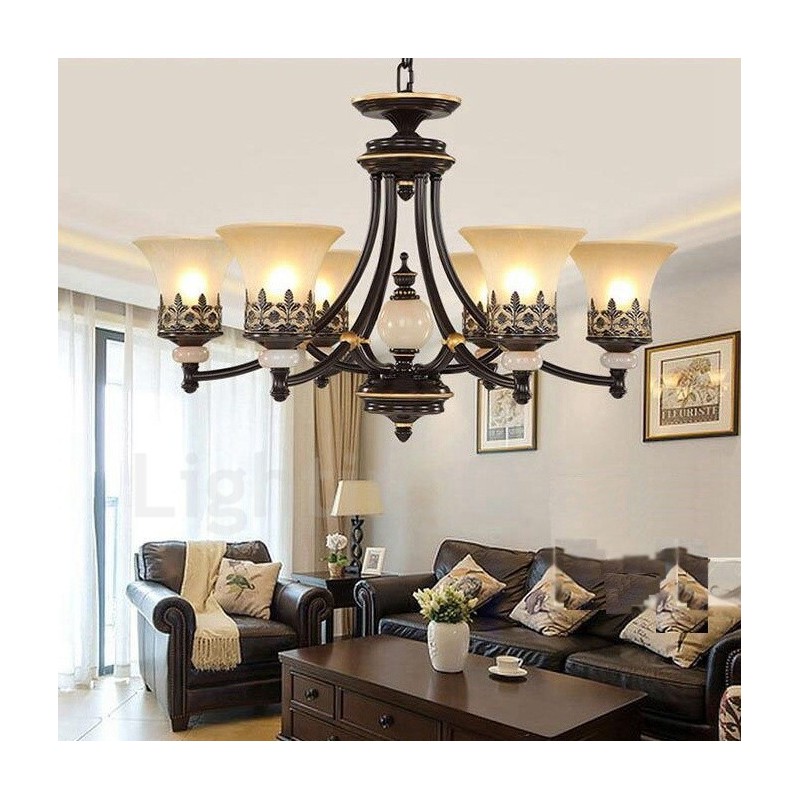 6 Light Traditional Classic Integrated Metal Chandelier