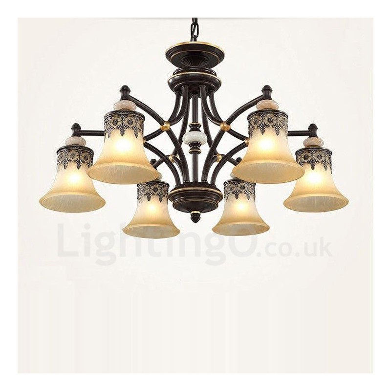 6 Light Traditional Classic Integrated Metal Chandelier