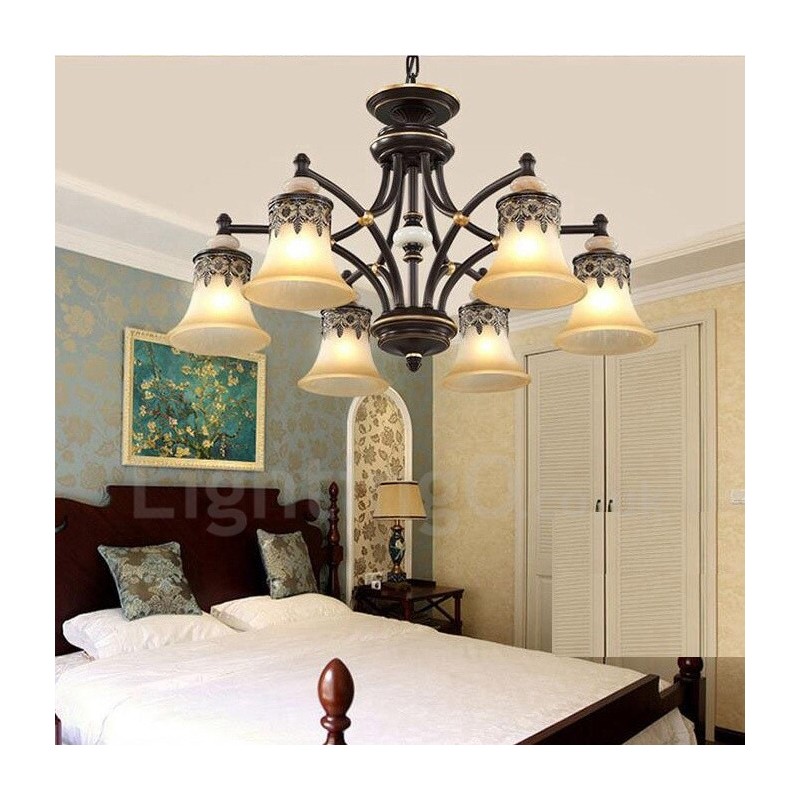 6 Light Traditional Classic Integrated Metal Chandelier