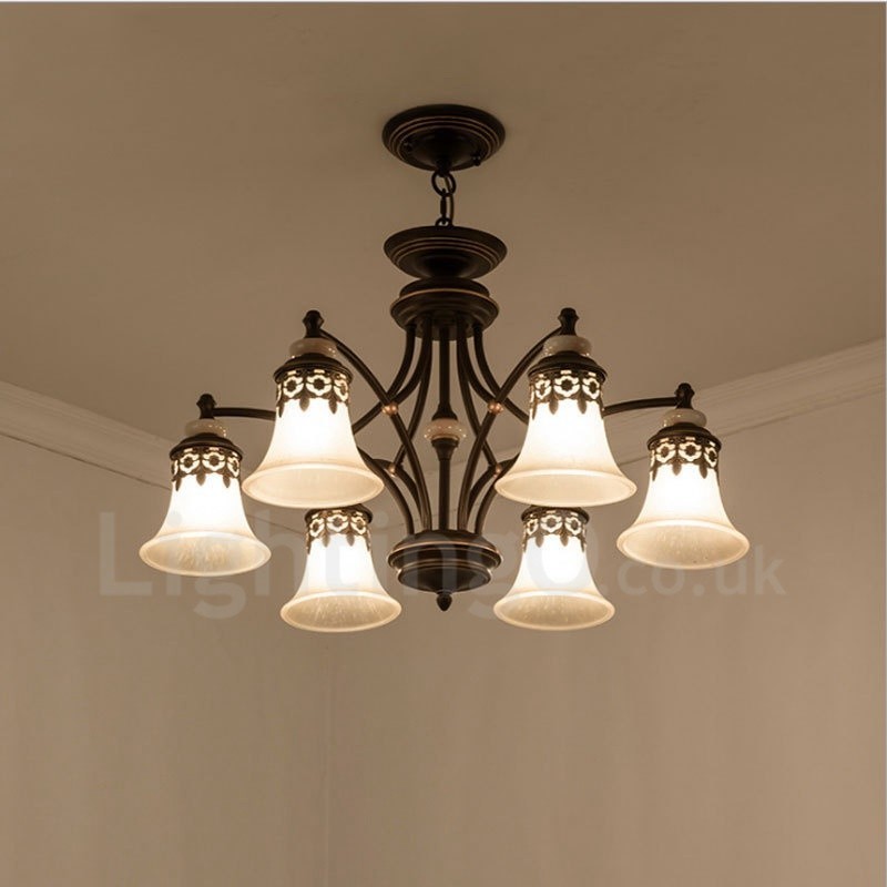 6 Light Traditional Classic Integrated Metal Chandelier