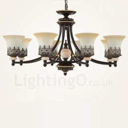 8 Light Traditional Classic Integrated Metal Chandelier