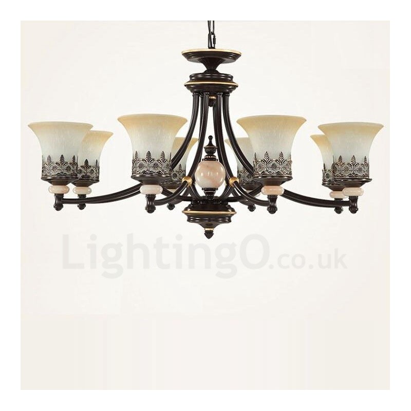 8 Light Traditional Classic Integrated Metal Chandelier