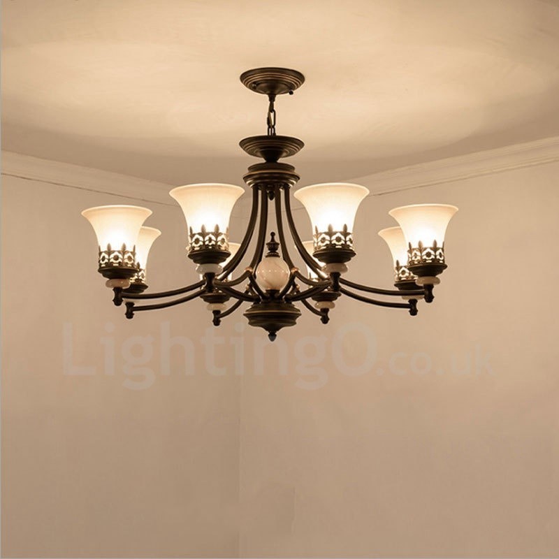 8 Light Traditional Classic Integrated Metal Chandelier