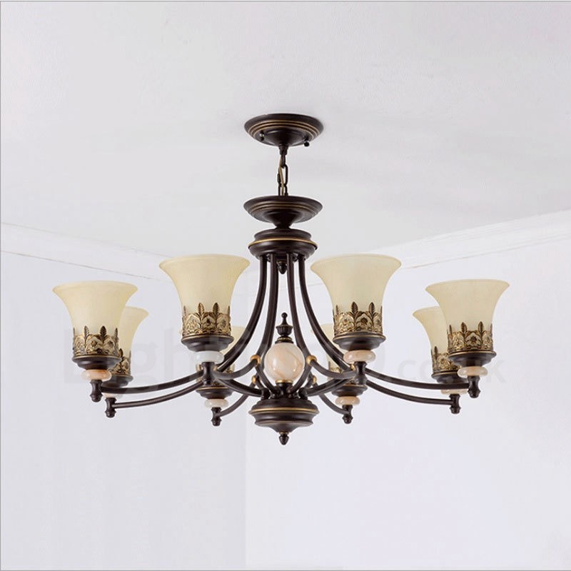 8 Light Traditional Classic Integrated Metal Chandelier