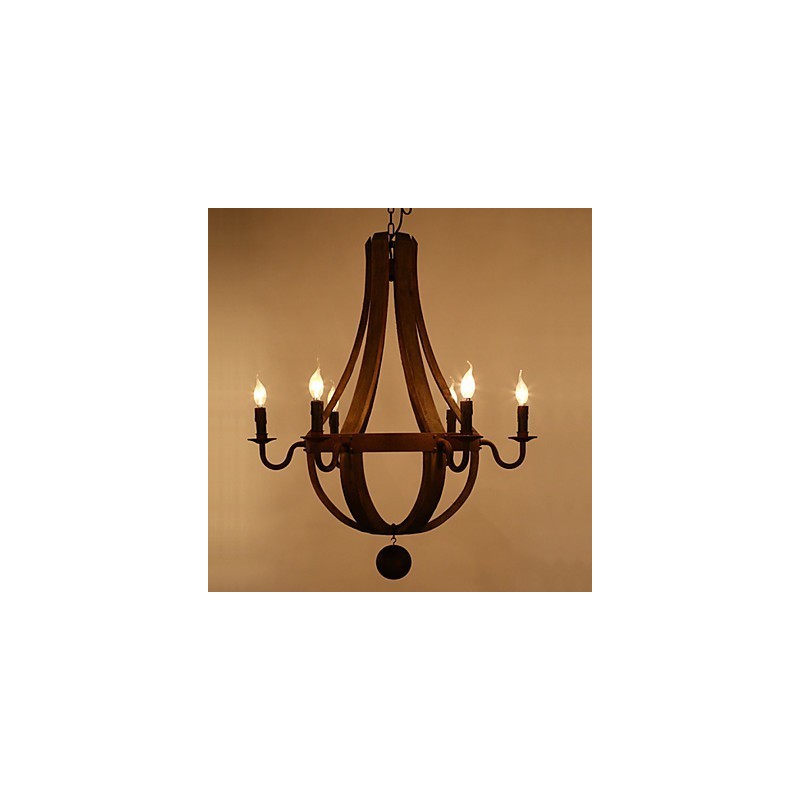 Vintage Amercian Rustic Wooden Pendant Winerel Chandelier Lamp Liviing and Lamp