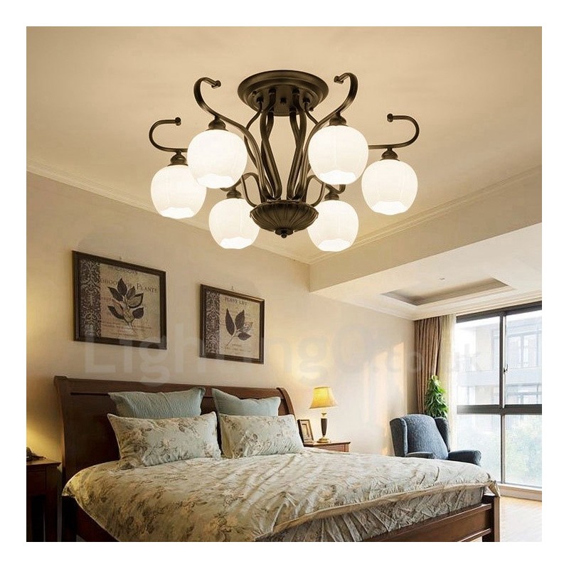 6 Light Rustic Lodge Integrated Chandelier